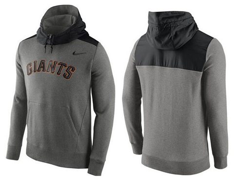 Men's San Francisco Giants Nike Gray Cooperstown Collection Hybrid Pullover Hoodie - Click Image to Close